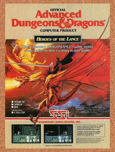 1988 Advanced Dungeons & Dragons Heroes Of The Lance PC Original Ad v1