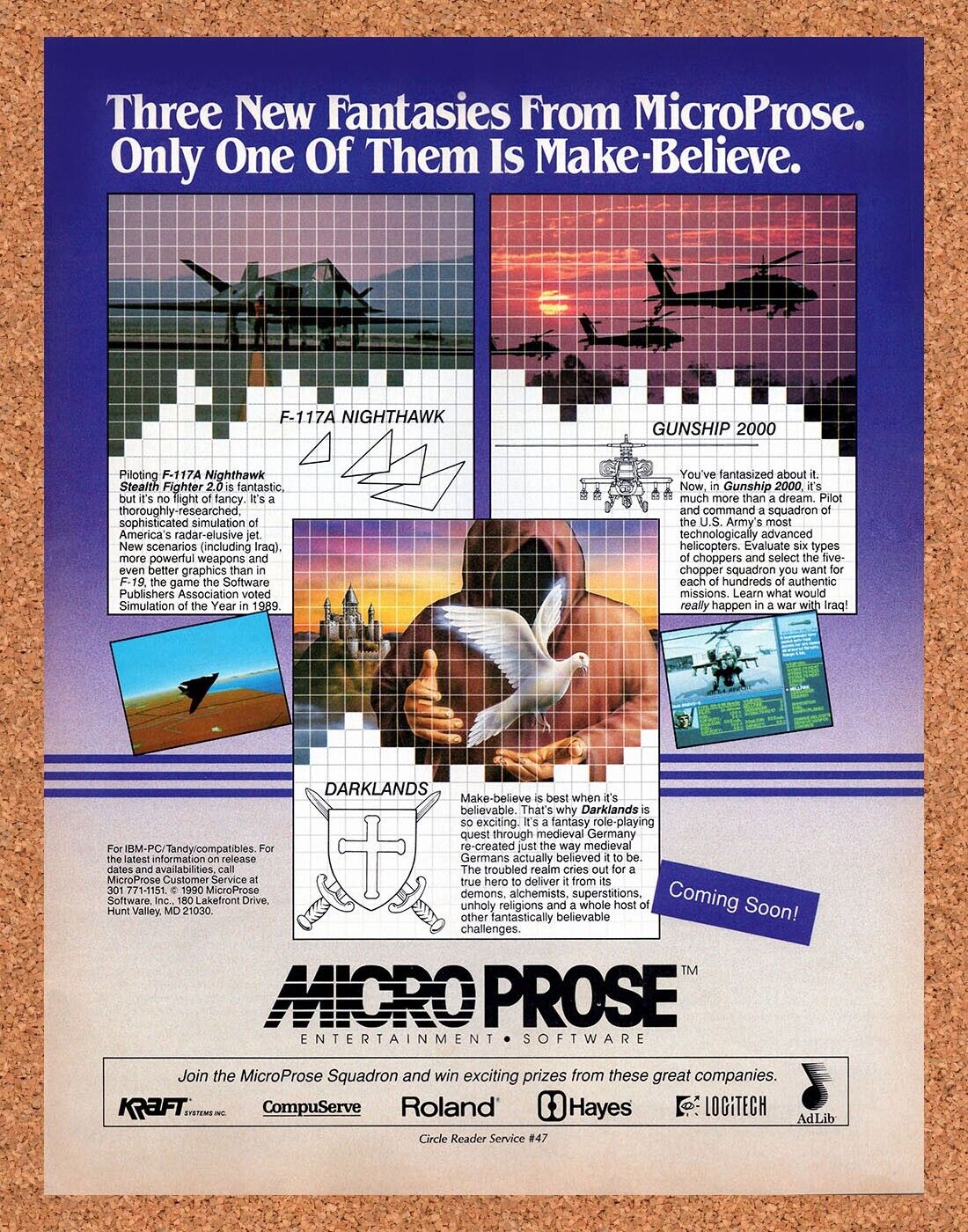 MicroProse PC Games Original 1990 Vintage Ad - Darklands Video Game Promo