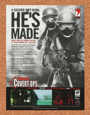 Rainbow Six Covert Ops PC Original 2002 Ad Authentic Clancy Video Game Promo