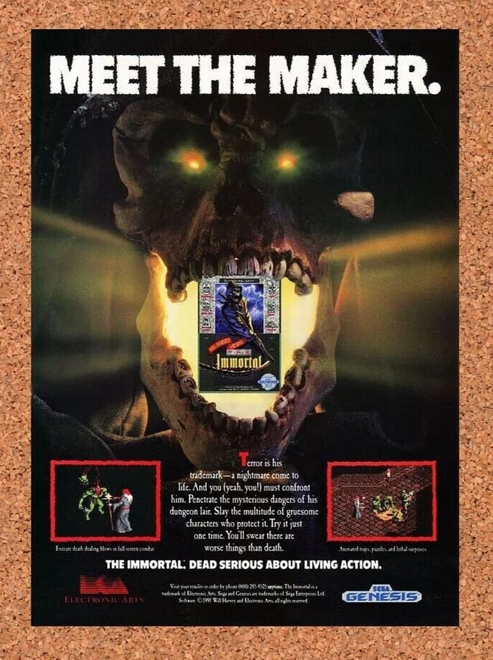 The Immortal Sega Genesis Original 1993 Ad Authentic Retro Video Game Promo