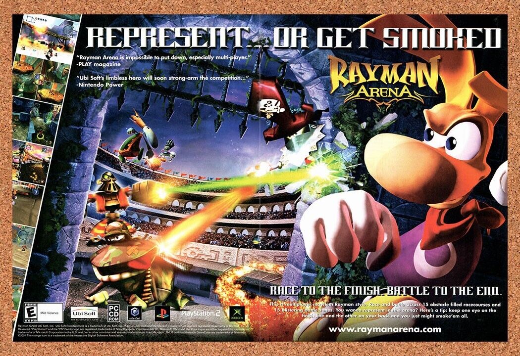 Rayman Arena PS2 Original 2003 Vintage Ad - Video Game Promo