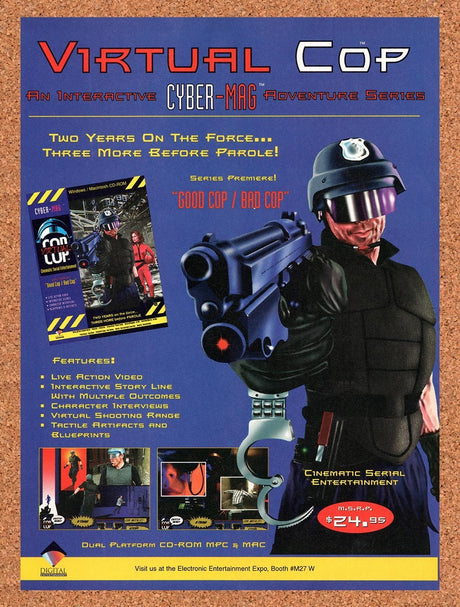1995 Virtual Cop PC Original Advertisement / Retro Promo v1