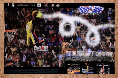 1999 NBA Show Time NBA On NBA PS1 Original Advertisement / Retro Wall Art v1
