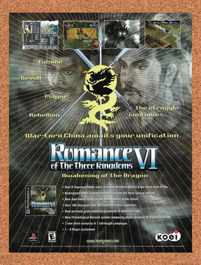 2000 Romance Of The Three Kingdoms VI Awakening Of The Dragon PS1 Original Ad v1