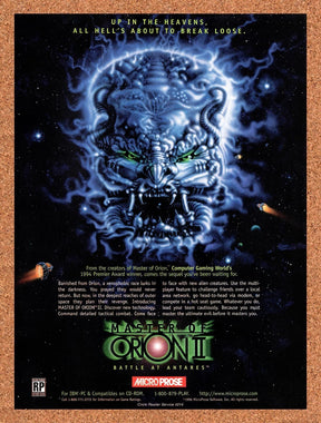 1996 Master Of Orion II Battle At Antares PC Original Ad / Retro Wall Art v2