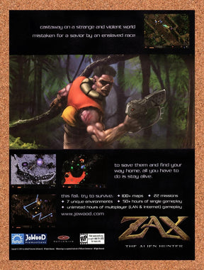 2001 Zax The Alien Hunter PC Original Advertisement / Retro Wall Art v1