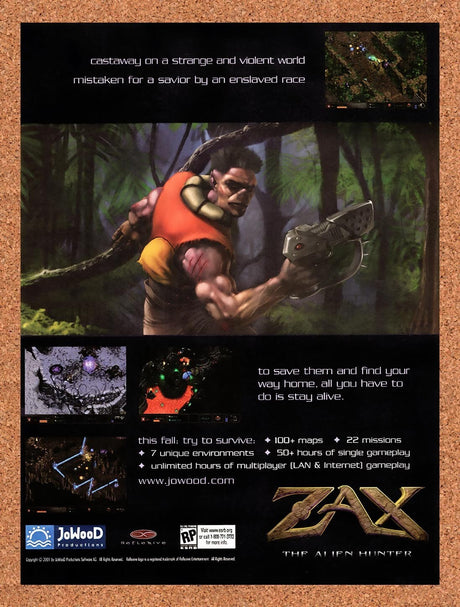 2001 Zax The Alien Hunter PC Original Advertisement / Retro Wall Art v1