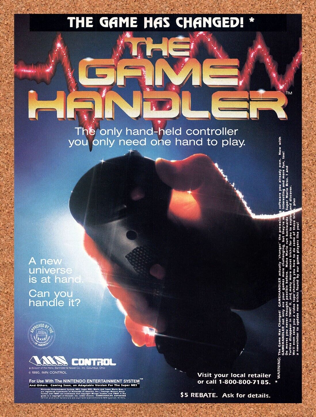 1992 The Game Handler NES Controller Original Advertisement / Retro Wall Art v1
