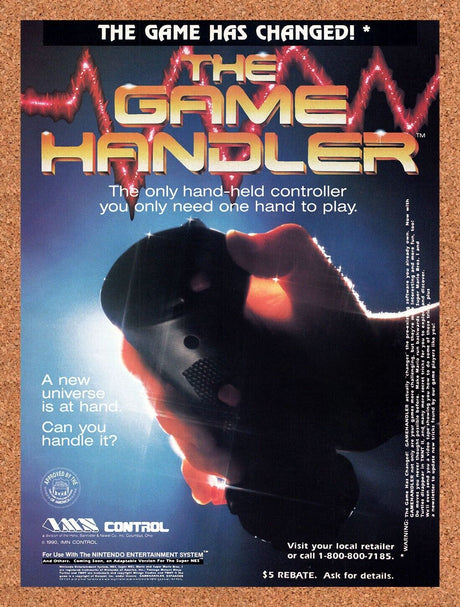 1992 The Game Handler NES Controller Original Advertisement / Retro Wall Art v1