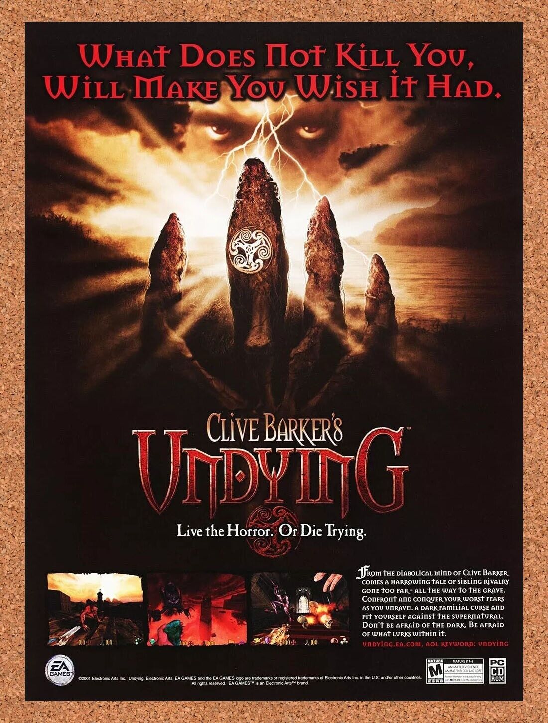 Clive Barkers Undying PC Original 2003 Ad Authentic EA Games Video Game Promo