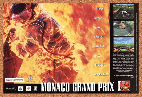 1999 Monaco Grand Prix Dreamcast Original Advertisement / Retro Wall Art v1
