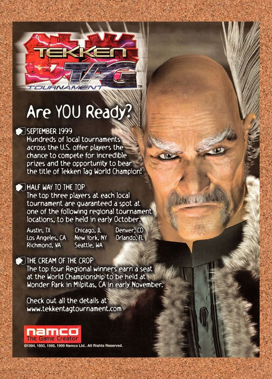 1998 Tekken Tag Tournament World Tournament Original Ad / Retro Wall Art v2