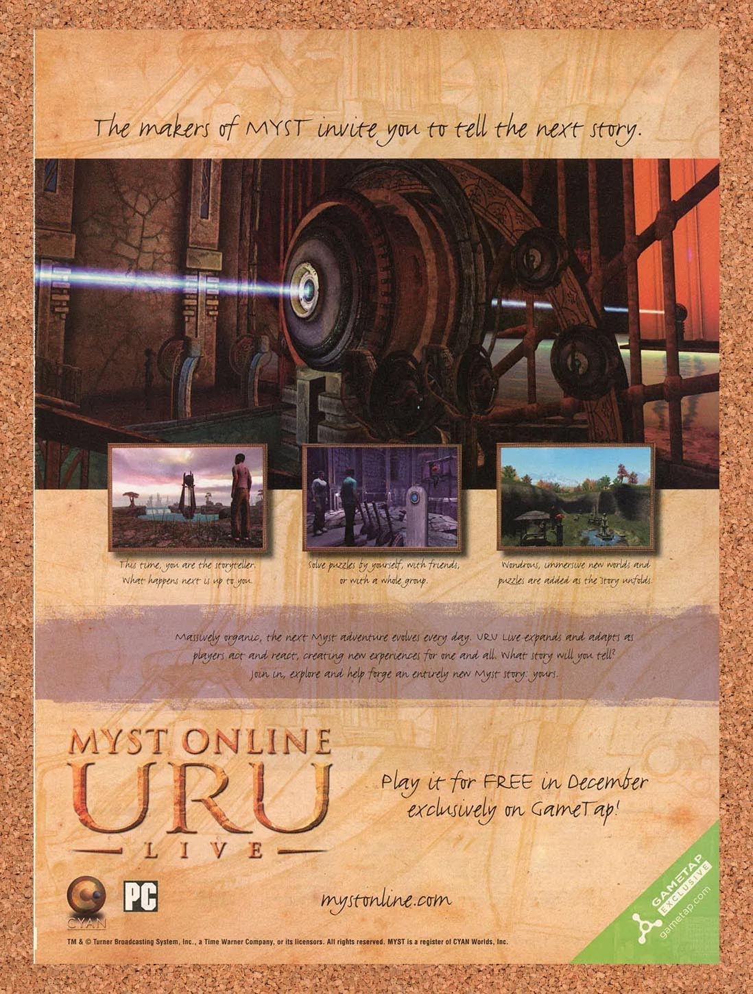 2007 Myst Online URU Live PC Original Advertisement / Retro Promo v1