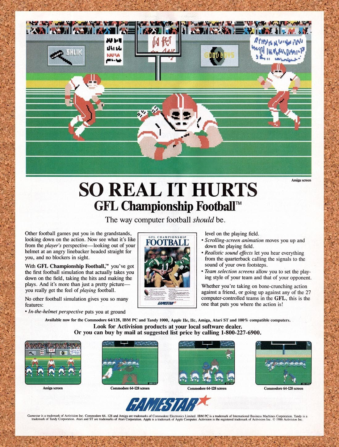 1987 GFL Championship Football Amiga Original Advertisement / Retro Wall Art v1