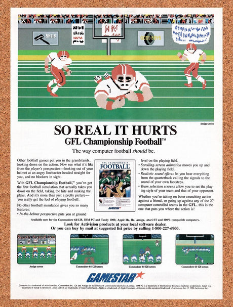 1987 GFL Championship Football Amiga Original Advertisement / Retro Wall Art v1