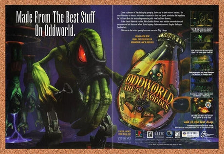 Oddworld Abes Exodus PC Original 2000 Ad Authentic Retro Video Game Promo