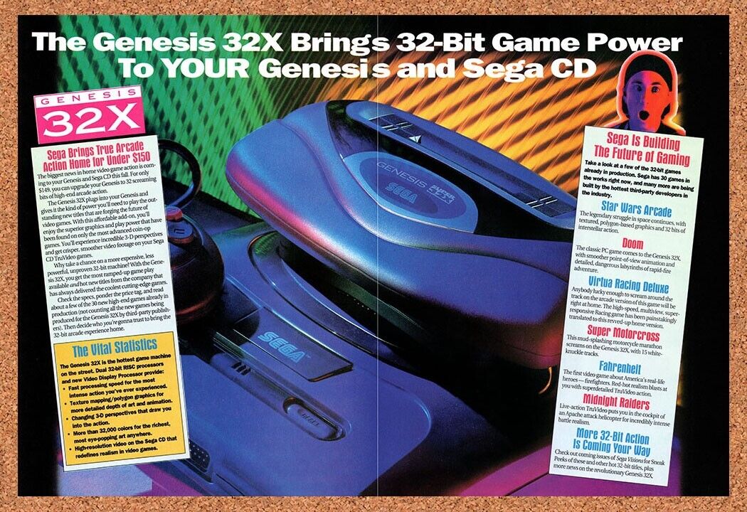 1994 Sega 32x Preview Original Advertisement / Retro Wall Art v3