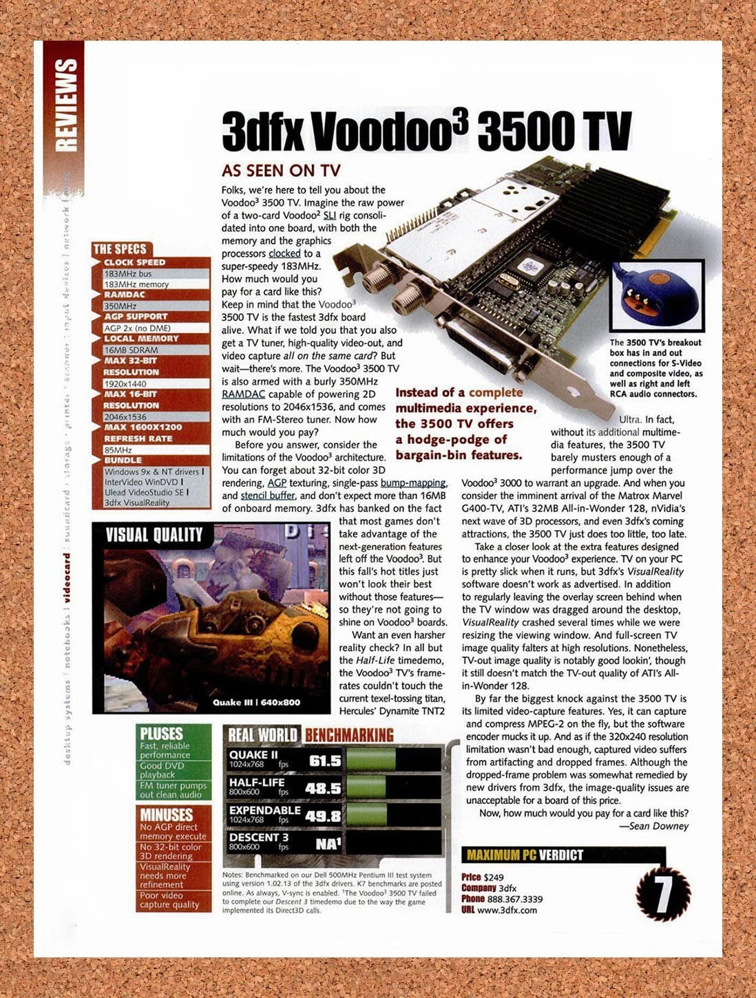 1999 Voodoo 3 3500 TV Review Original Advertisement / Retro Promo v3