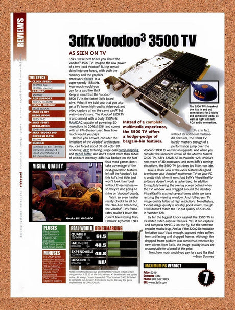 1999 Voodoo 3 3500 TV Review Original Advertisement / Retro Promo v3