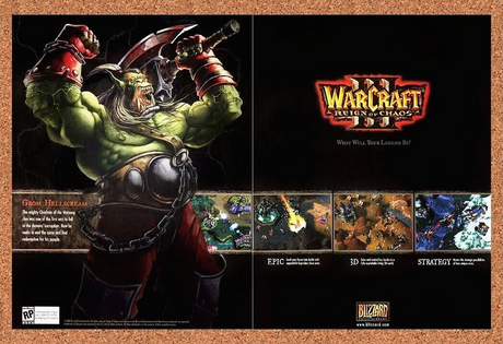 WarCraft 3 PC III Original 2004 Ad Authentic Grom Hellscream Video Game Promo