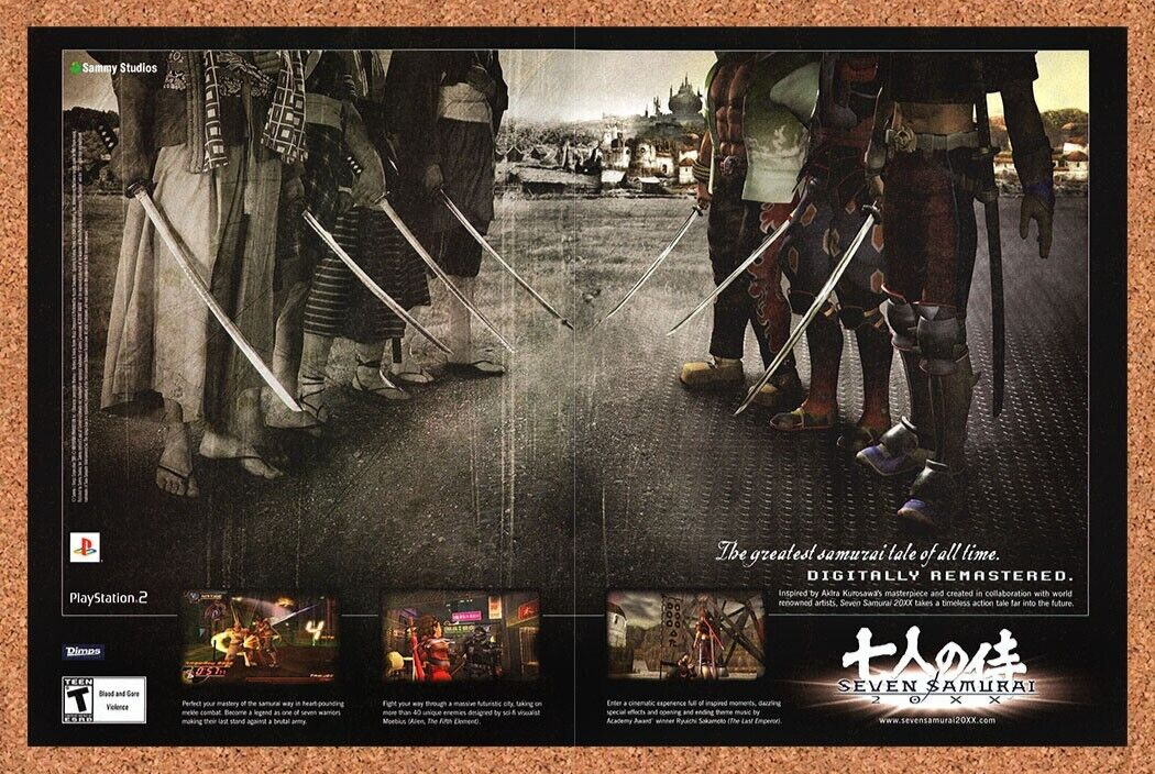 Seven Samurai PS2 Original 2004 Ad Authentic Hack And Slash Video Game Art Promo