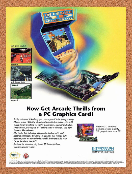 Voodoo 3D GPU Original 1996 Vintage Ad - Retro Tech Promo