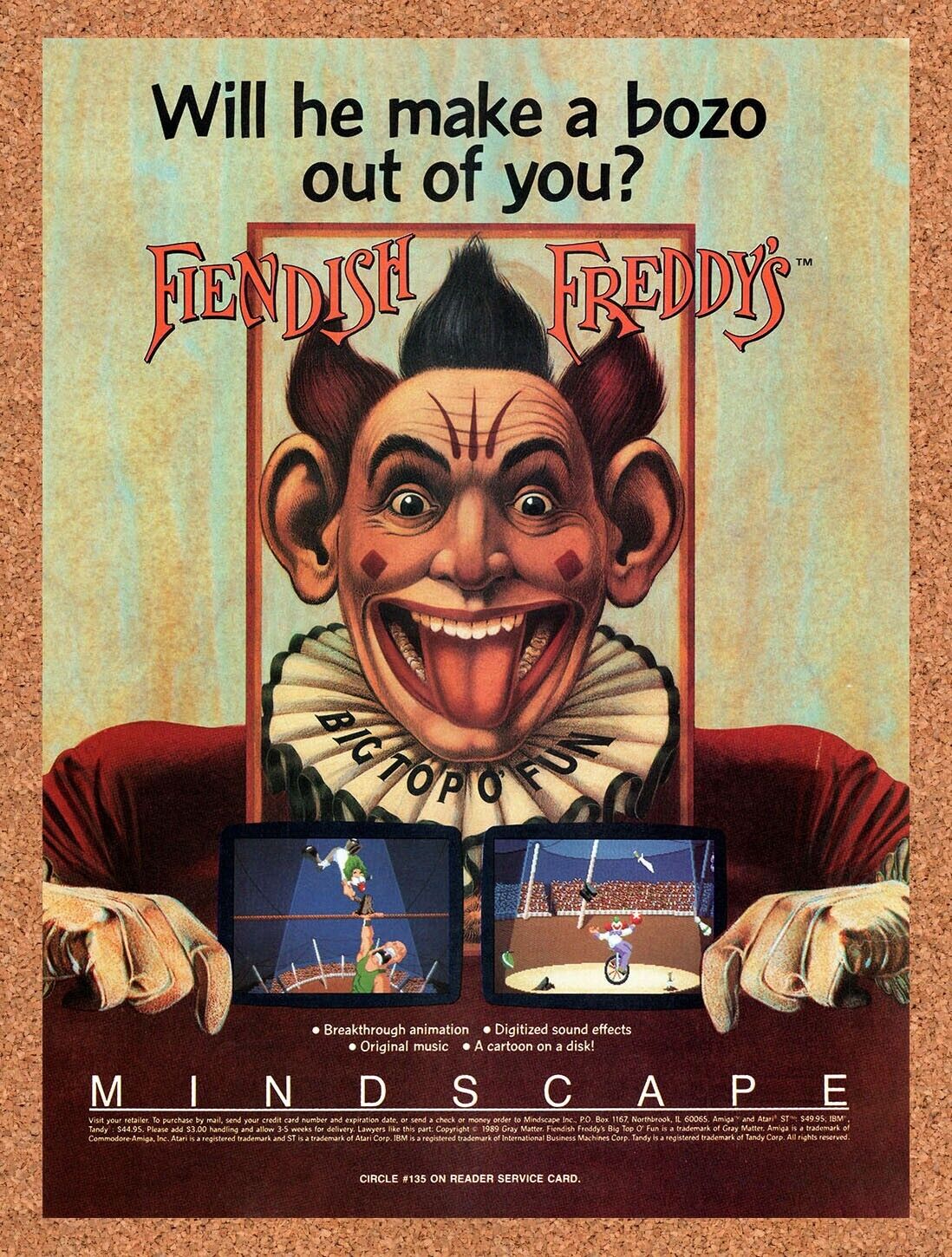 1988 Fiendish Freddys Amiga Original Advertisement / Retro Wall Art v1