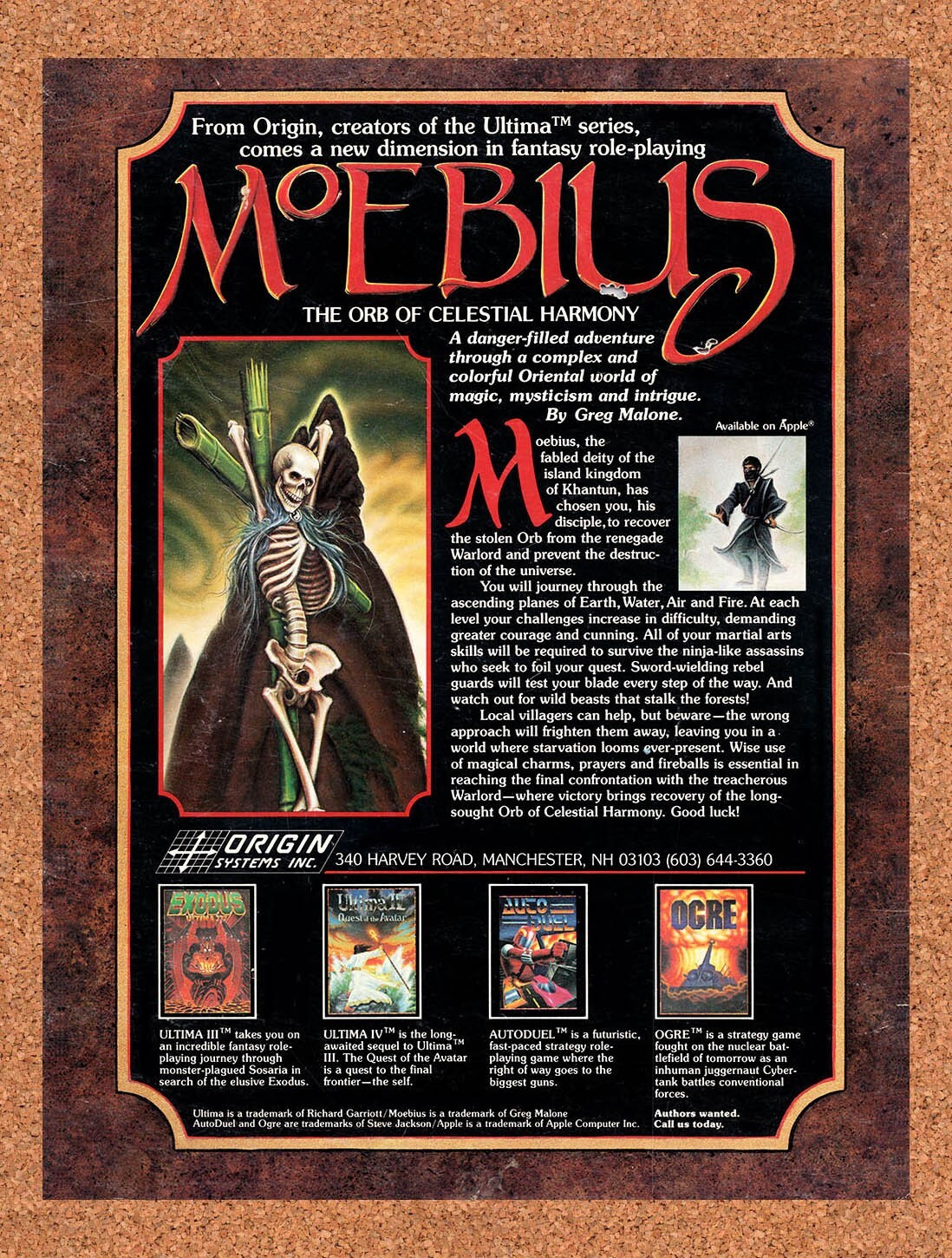 1986 Moebius Apple II Original Advertisement / Retro Wall Art v1