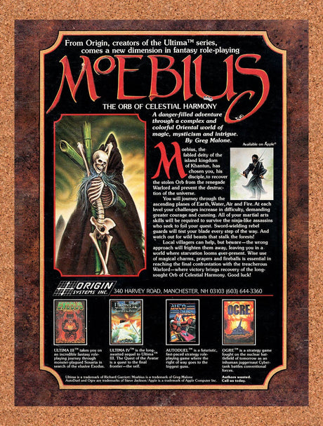 1986 Moebius Apple II Original Advertisement / Retro Wall Art v1