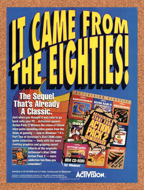 1995 Activision Classics Atari 2600 Action Pack 2 PC Original Ad / Wall Art v1