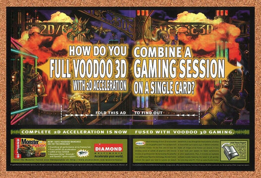 Diamond Monster Fusion PC Graphics Original 1999 Ad - Voodoo Banshee Promo