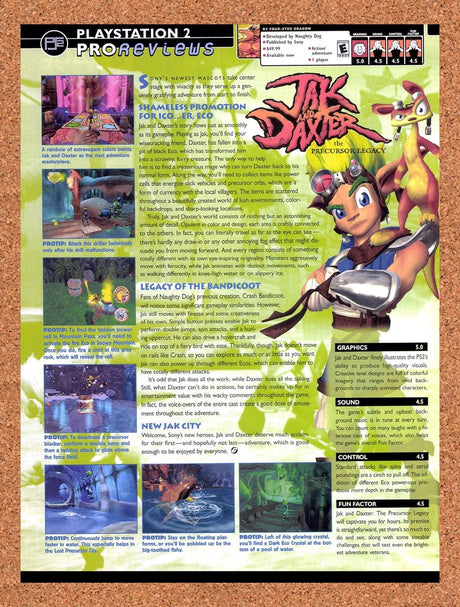 2002 Jak And Daxter The Precursor Legacy PS2 Original Advertisement / Promo vr1
