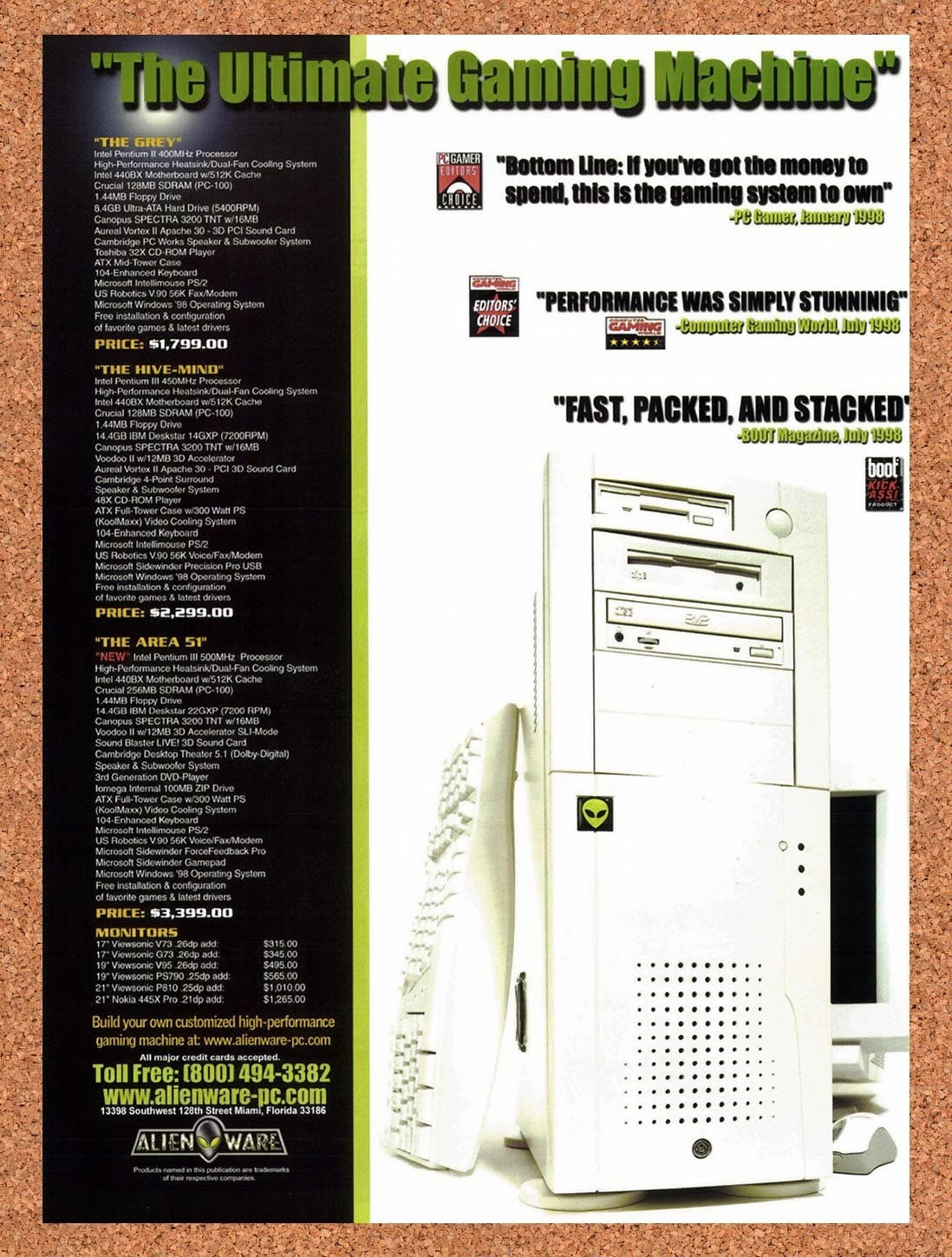 1999 Alienware The Ultimate Gaming Machine Original Advertisement / Promo v6