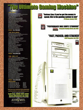 1999 Alienware The Ultimate Gaming Machine Original Advertisement / Promo v6