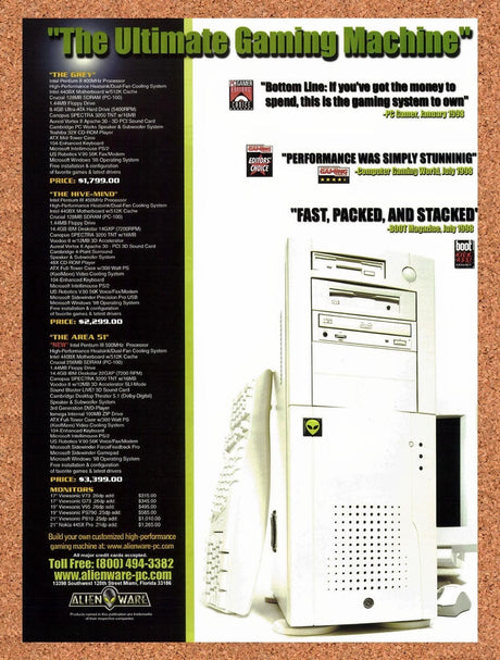 1999 Alienware The Ultimate Gaming Machine Original Advertisement / Promo v6