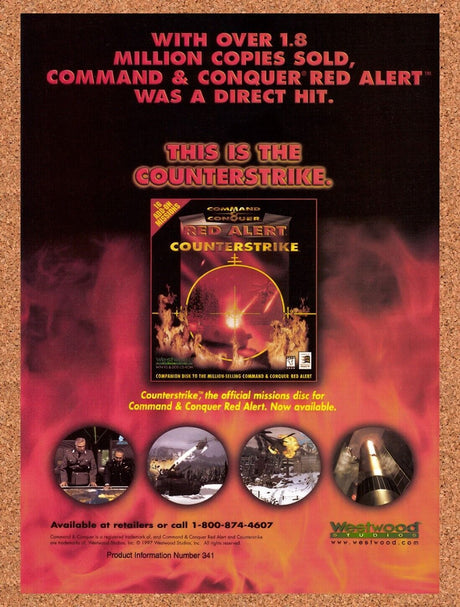 1997 Red Alert Counterstrike PC Original Advertisement / Retro Wall Art v1
