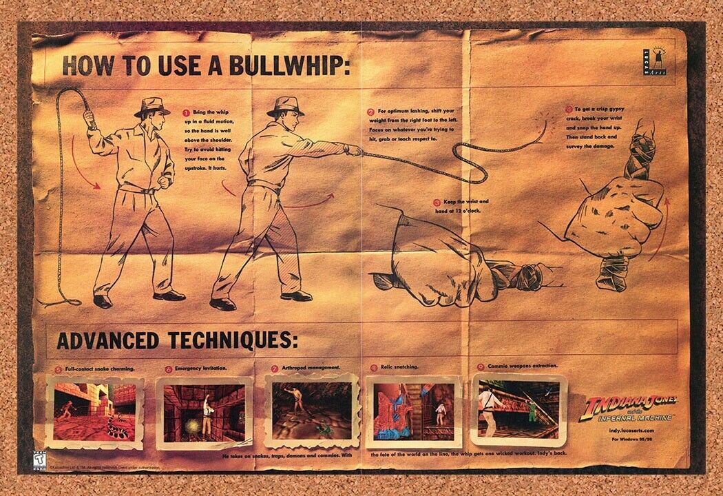 Indiana Jones Infernal Machine Original 1999 Ad Authentic Video Game Promo v1