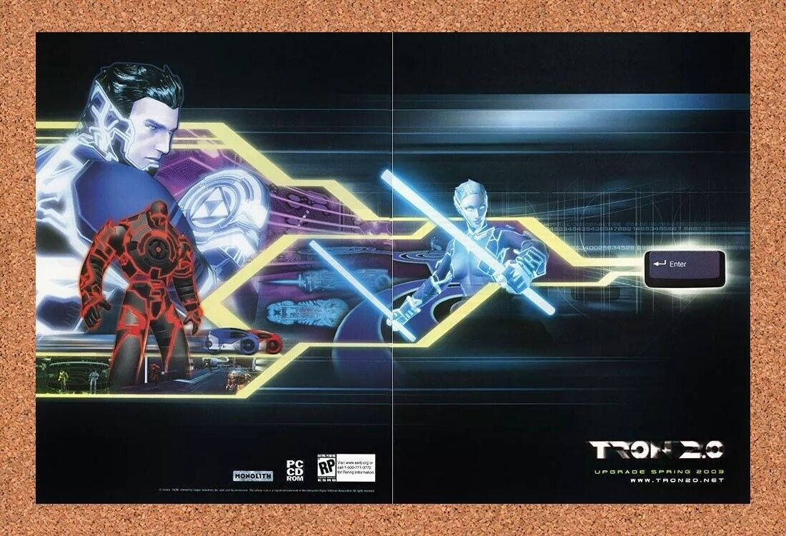 Tron 2.0 PC Original 2004 Ad Authentic Windows FPS Video Game Promo