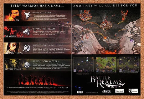 Battle Realms PC Original 2003 Ad Authentic UbiSoft Fantasy RTS Video Game Promo