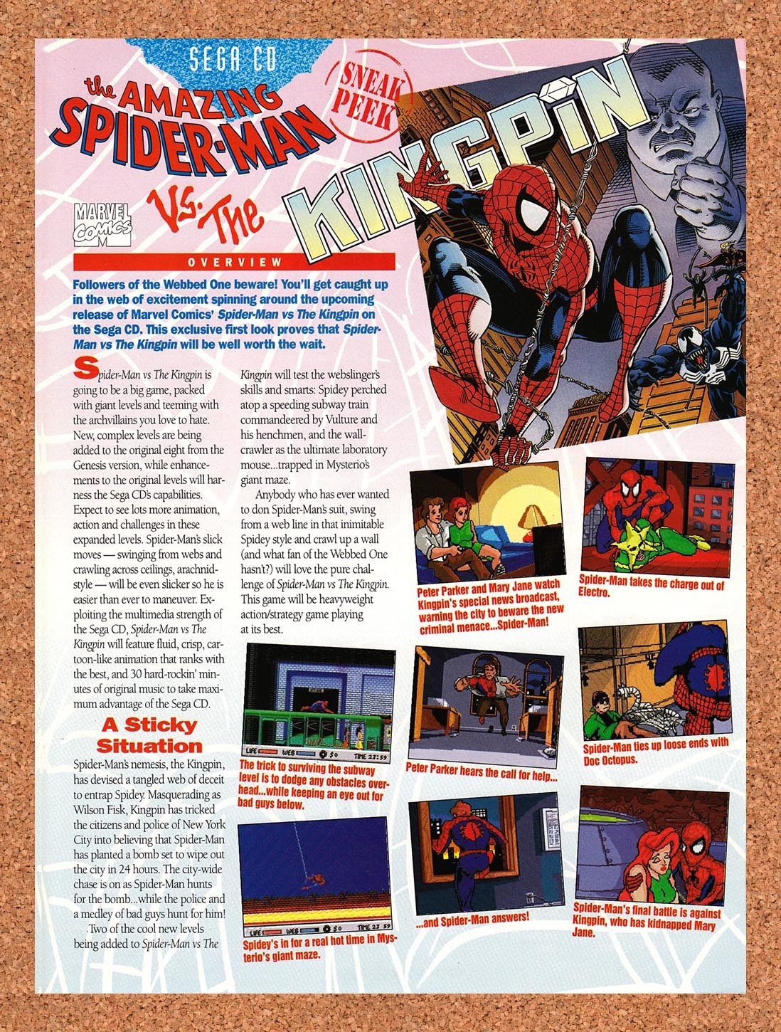 1993 Amazing Spider-Man vs The Kingpin Sega CD Original Ad / Promo vr2