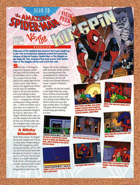 1993 Amazing Spider-Man vs The Kingpin Sega CD Original Ad / Promo vr2