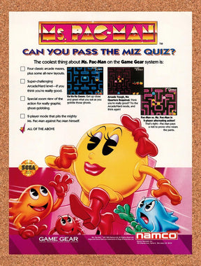 1994 Ms Pac-Man Game Gear Original Advertisement / Retro Promo v1