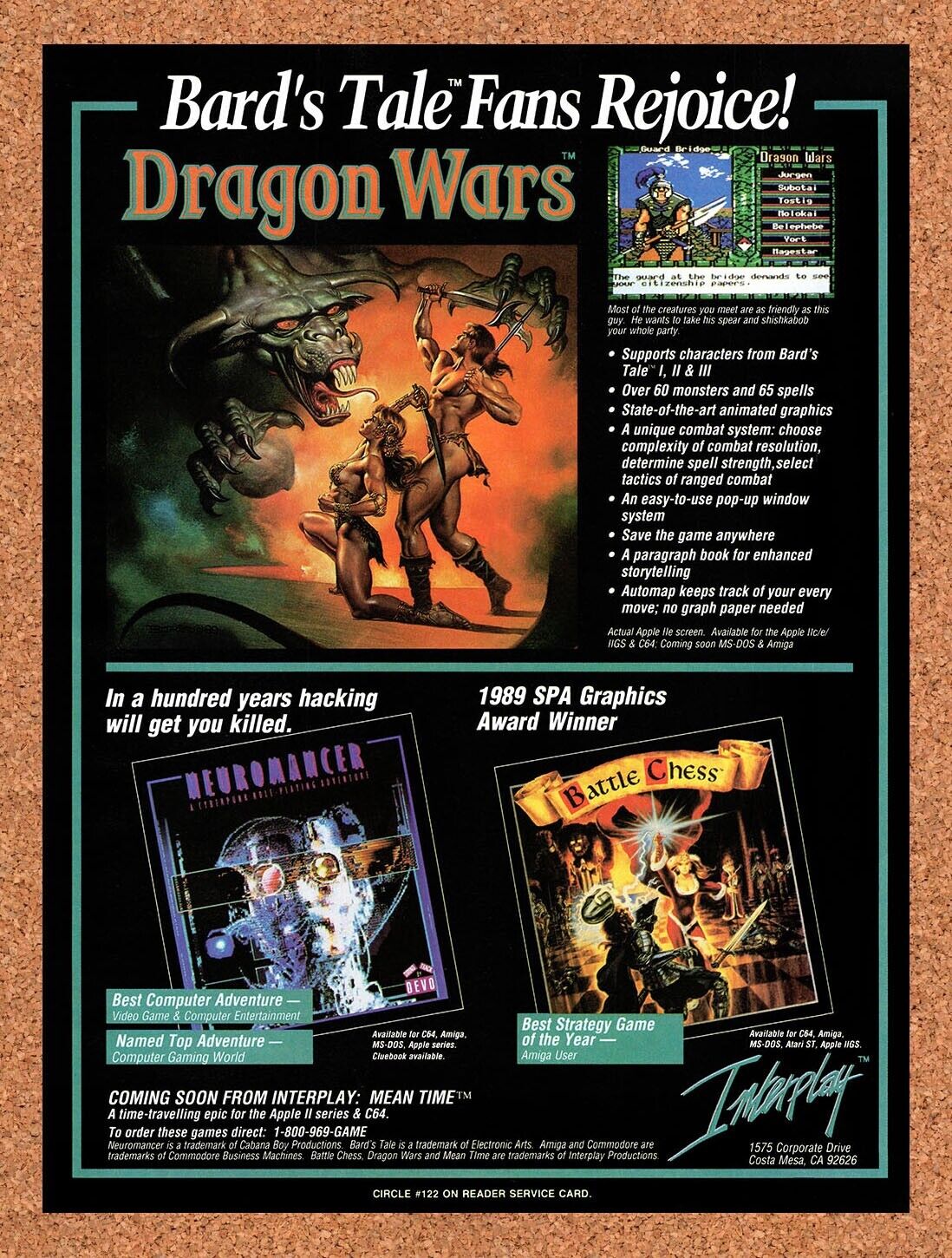 1988 Interplay Commodore 64 Games Original Advertisement / Retro Wall Art v1