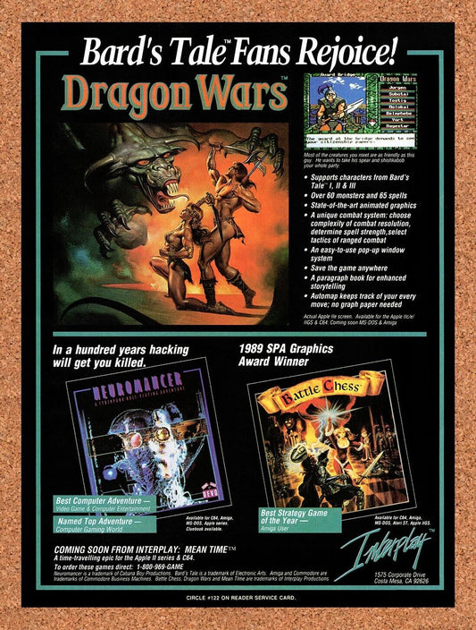 1988 Interplay Commodore 64 Games Original Advertisement / Retro Wall Art v1