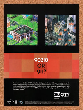 1999 Sim City 3000 PC Original Advertisement / Retro Wall Art v3