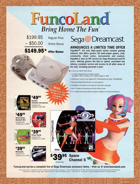 FuncoLand Original 2000 Vintage Ad - Dreamcast Space Channel 5 Game Promo