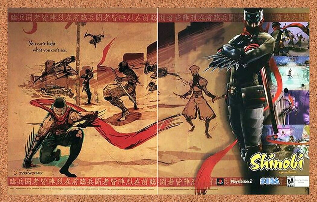 Shinobi PS2 Original 2002 Ad Authentic Sega PlayStation Video Game Promo v2