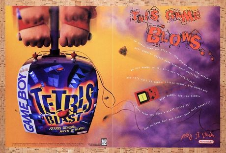 1996 Tetris Blast Game Boy Original Advertisement / Retro Wall Art v1