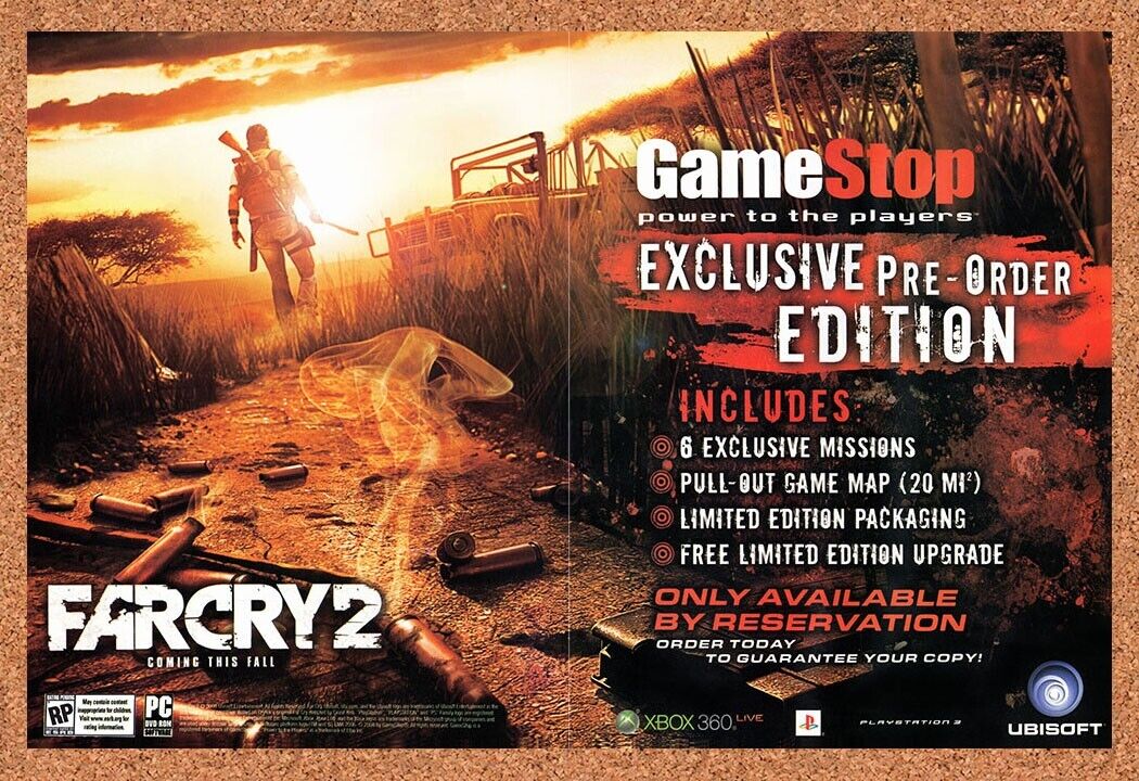 Far Cry 2 Xbox 360 Original 2007 Vintage Ad - GameStop Video Game Promo