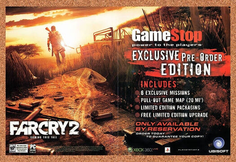 Far Cry 2 Xbox 360 Original 2008 Vintage Ad - GameStop Video Game Promo
